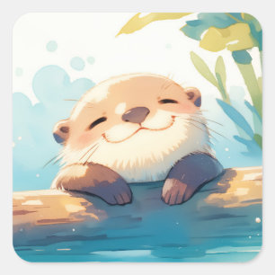 Otterlijk Luie Dag Vierkante Sticker