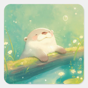 Otterlogboek van Ontspanning Vierkante Sticker
