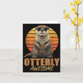 Otterly Awesome Retro Sunset Sea Otter Lover Graph Kaart (Gele Bloem)