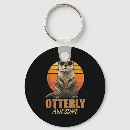 Otterly Awesome Retro Sunset Sea Otter Lover Graph Sleutelhanger (Voorkant)