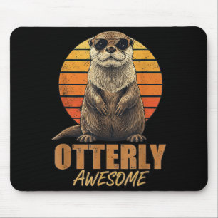 Otterly Geweldige Retro Zonsondergang Zee Otter Li Muismat