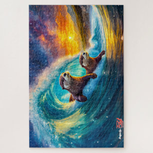 Otters Body Surfing Design van Rich AMeN Gill Legpuzzel