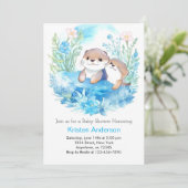 Otter's Enchanted Waterverf Boy Baby shower Kaart (Staand voorkant)