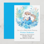 Otter's Enchanted Waterverf Boy Baby shower Kaart (Voorkant / Achterkant)