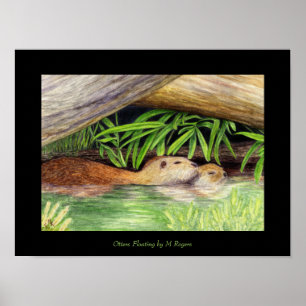 Otters Floating Art Print