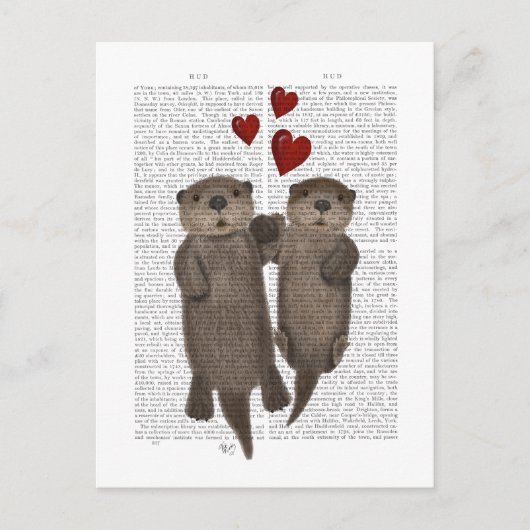 Otters Holding Hands Briefkaart (Voorkant)
