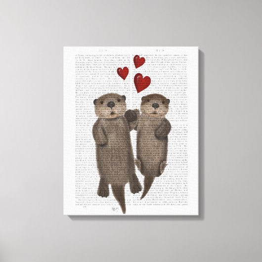 Otters Holding Hands Canvas Afdruk (Voorkant)