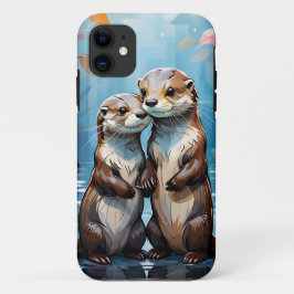 Otters Holding Hands iPhone 11 Hoesje