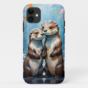 Otters Holding Hands iPhone 11 Hoesje