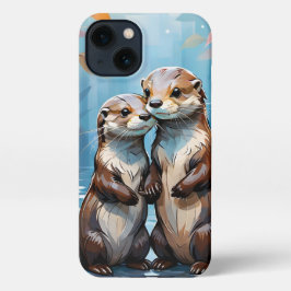 Otters Holding Hands iPhone 13 Hoesje