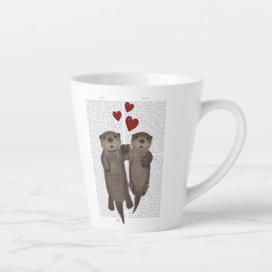 Otters Holding Hands Latte Mok (Rechts)