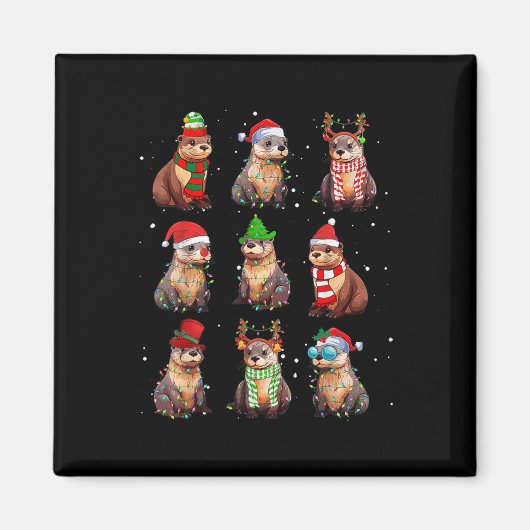 Otters Kerstverlichting Decoratie Grappig Zee Otte Magneet (Voorkant)