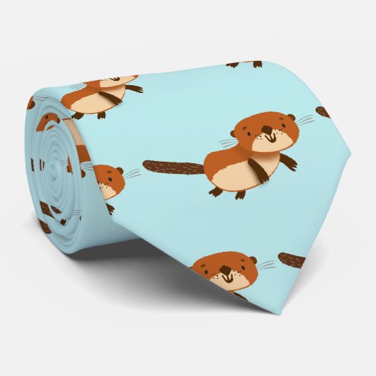 Otters Swimming Stropdas (Opgerold)