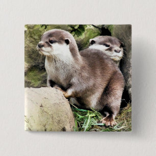 OTTERS VIERKANTE BUTTON 5,1 CM