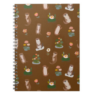 Otters & Waterlelies op Bruin Notitieboek