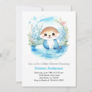 Otter's Wildflower Paradise Blue Boy Baby shower Kaart