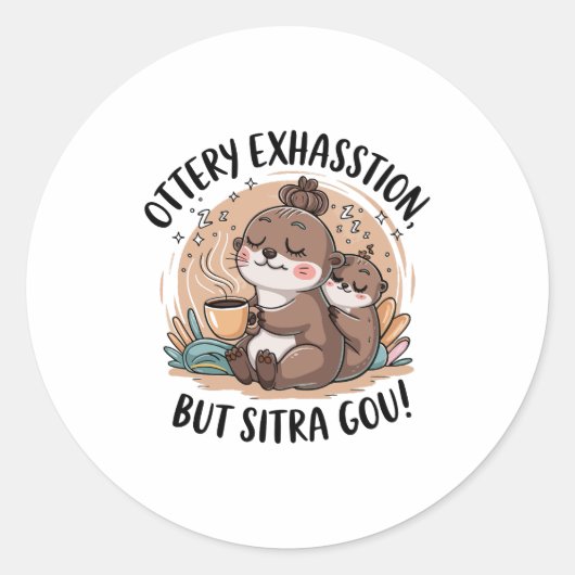 Ottery Expression Schattigee luiheid en Baby Ronde Sticker (Voorkant)