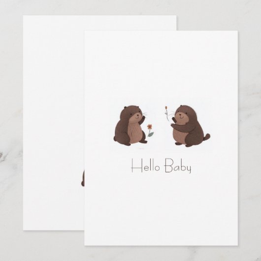 Otto der braune Maulwurf Einladungskarte Baby Kaart (Voorkant / Achterkant)