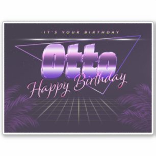 Otto prénom nom autocollant rétro lilas anniversai