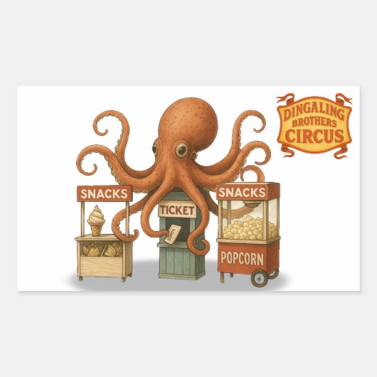 Otto’s circus snack shack rechthoekige sticker (Voorkant)