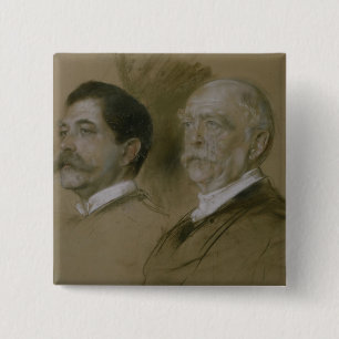 Otto von Bismarck en zijn zoon Herbert Vierkante Button 5,1 Cm
