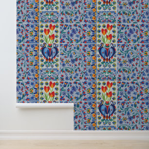 Ottomaans China, pauw, tulpen Behang