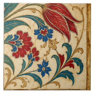 Ottomaans Rood Tulp Botanisch Compositie Tegeltje