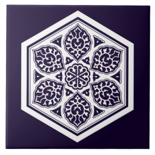 Ottomaans Turks Wit blauw ware rozet oosters Tegeltje