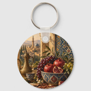 Ottomaanse Iznik Granaatappel Olijf Stilleven Sleutelhanger