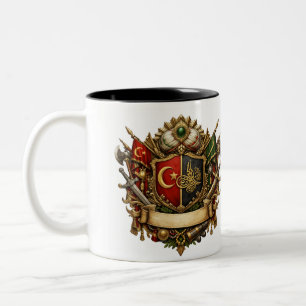 Ottomaanse Koninklijke Crest & Erfenis citaat Tweekleurige Koffiemok