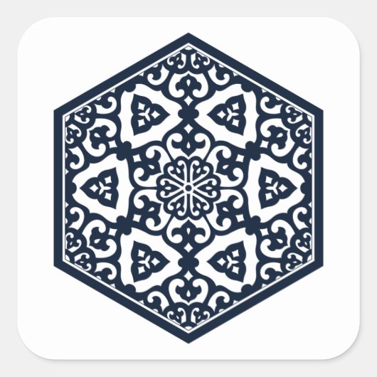 Ottomaanse patroon 6 sticker vierkant (Voorkant)