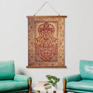 Ottomaanse rechtbank tapijt laat 16e-eeuwse druk hangend wandkleed