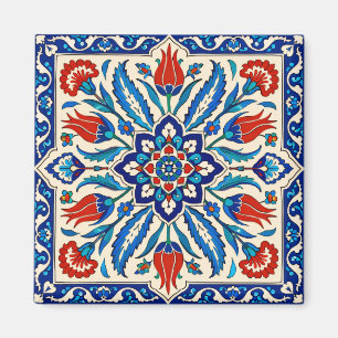 Ottomaanse stijl blauw rode tulp patroon magneet
