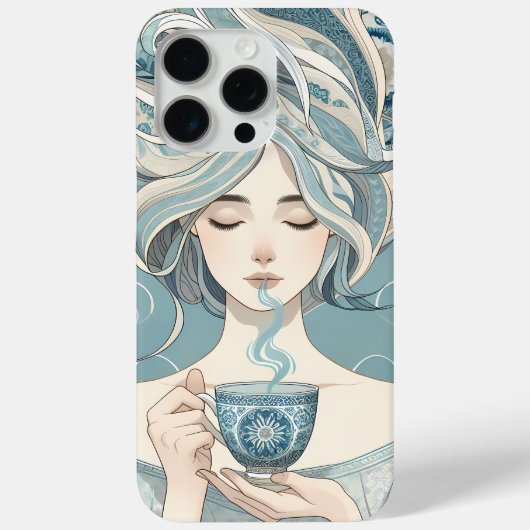 Ottomaanse Tegel Vrouw met Thee - Soft Blue Flow Case-Mate iPhone Case (Achterkant)