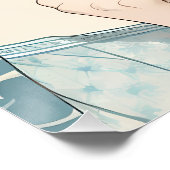 Ottomaanse Tegel Vrouw met Thee - Soft Blue Flow Perfect Poster (Hoek)