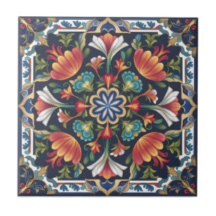 Ottoman Floral Mandala Keramische Tegel Tegeltje