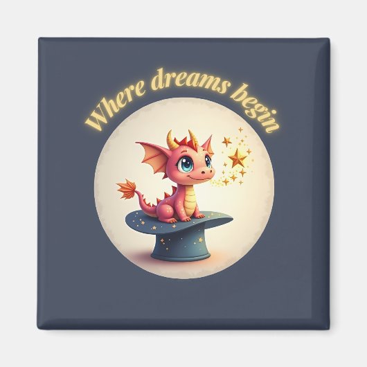 Où commencent les rêves - Magnet Dragon mignon (Devant)