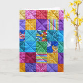 "Où est Kitty ?" Carte de voeux Patchwork (Fleur jaune)