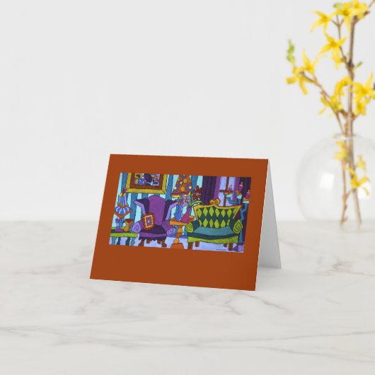 Où est le chat ? carte de note (Fleur jaune)