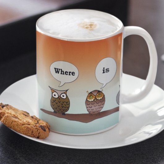 Où est mon café ? Mug Quatre Hiboux