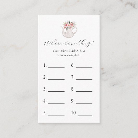 Où Étaient-Ils ? Carte de jeu Fête des mariées (Devant)