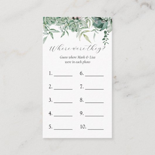 Où Étaient-Ils ? Carte de jeu Fête des mariées (Devant)