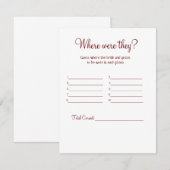 où étaient-ils la nuptiale douche place jeu carte (Devant / Derrière)