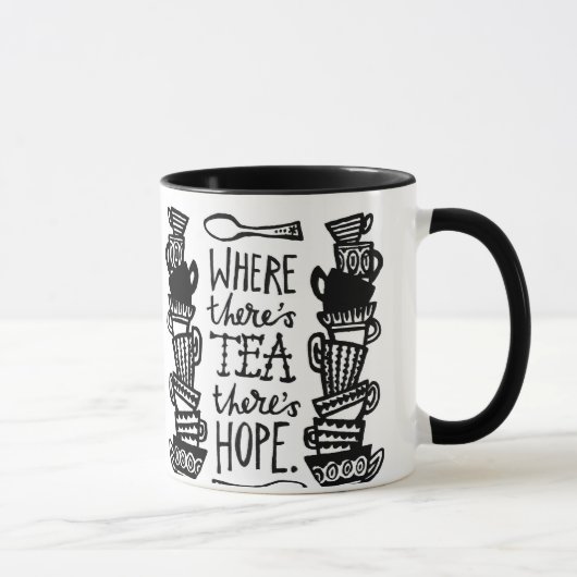 où il y a du thé, il y a espoir ringer mug mono (Droite)