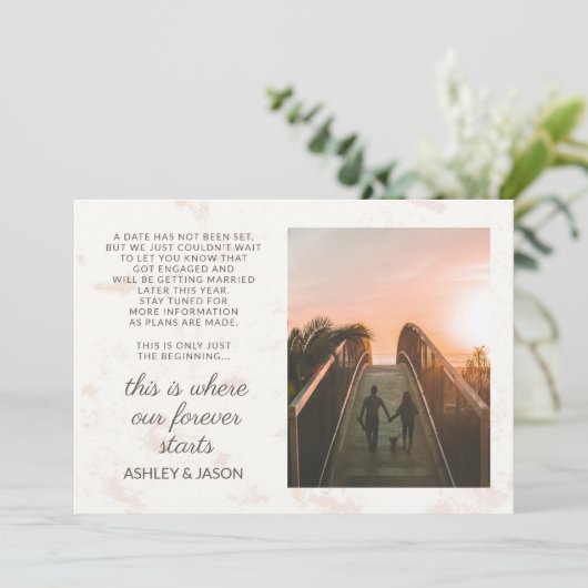Où Notre Forever Commence Le Faire-part Fiançaille (Debout devant)