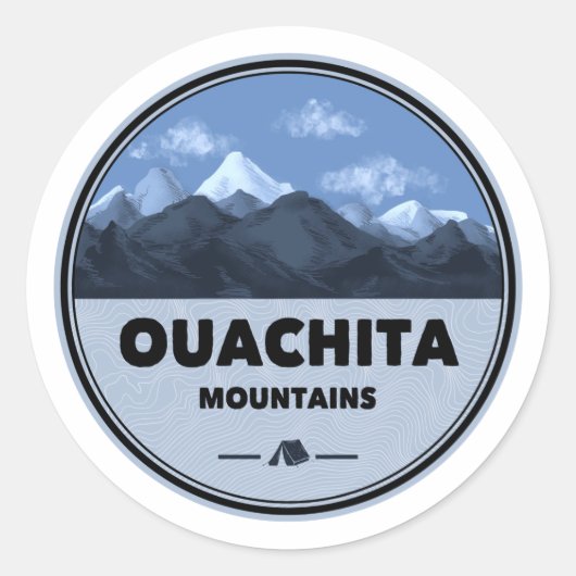 Ouachita Mountains Arkansas Oklahoma Camping Ronde Sticker (Voorkant)