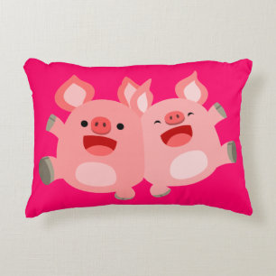 OUAH !! Jolis cochons de dessin animé Coussin à ac