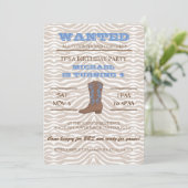 OUAIS ! Bleu Cowboy Fête d'anniversaire Invitation (Debout devant)