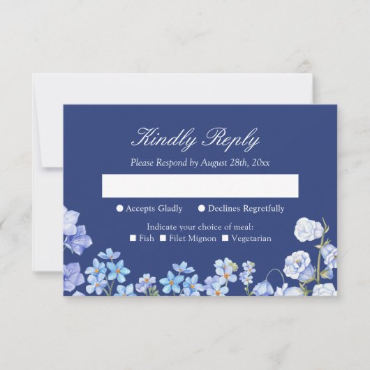 Oubliez-moi non Royal Blue Floral Wedding RSVP (Devant)