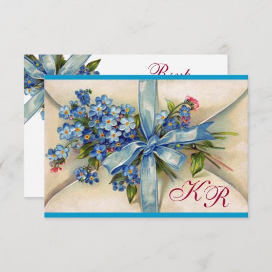 OUBLIEZ-MOI NOTES MONOGRAM, MARIAGE PARTI RSVP ble (Devant / Derrière)